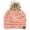 CC Brand Cable-Knit Cozy Faux Pom Women Teen Beanie Hats for Gifts