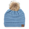 CC Brand Cable-Knit Cozy Faux Pom Women Teen Beanie Hats for Gifts