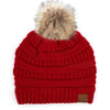 CC Brand Cable-Knit Cozy Faux Pom Women Teen Beanie Hats for Gifts