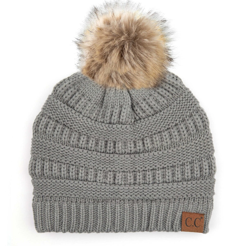 CC Brand Cable-Knit Cozy Faux Pom Women Teen Beanie Hats for Gifts