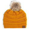 CC Brand Cable-Knit Cozy Faux Pom Women Teen Beanie Hats for Gifts