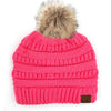 CC Brand Cable-Knit Cozy Faux Pom Women Teen Beanie Hats for Gifts