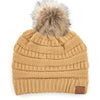 CC Brand Cable-Knit Cozy Faux Pom Women Teen Beanie Hats for Gifts