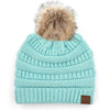 CC Brand Cable-Knit Cozy Faux Pom Women Teen Beanie Hats for Gifts