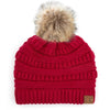 CC Brand Cable-Knit Cozy Faux Pom Women Teen Beanie Hats for Gifts