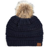 CC Brand Cable-Knit Cozy Faux Pom Women Teen Beanie Hats for Gifts