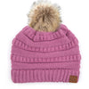 CC Brand Cable-Knit Cozy Faux Pom Women Teen Beanie Hats for Gifts