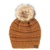 CC Brand Cable-Knit Cozy Faux Pom Women Teen Beanie Hats for Gifts