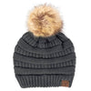 CC Brand Cable-Knit Cozy Faux Pom Women Teen Beanie Hats for Gifts