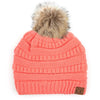 CC Brand Cable-Knit Cozy Faux Pom Women Teen Beanie Hats for Gifts