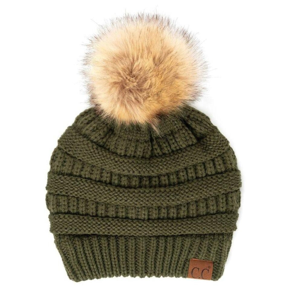 CC Brand Cable-Knit Cozy Faux Pom Women Teen Beanie Hats for Gifts