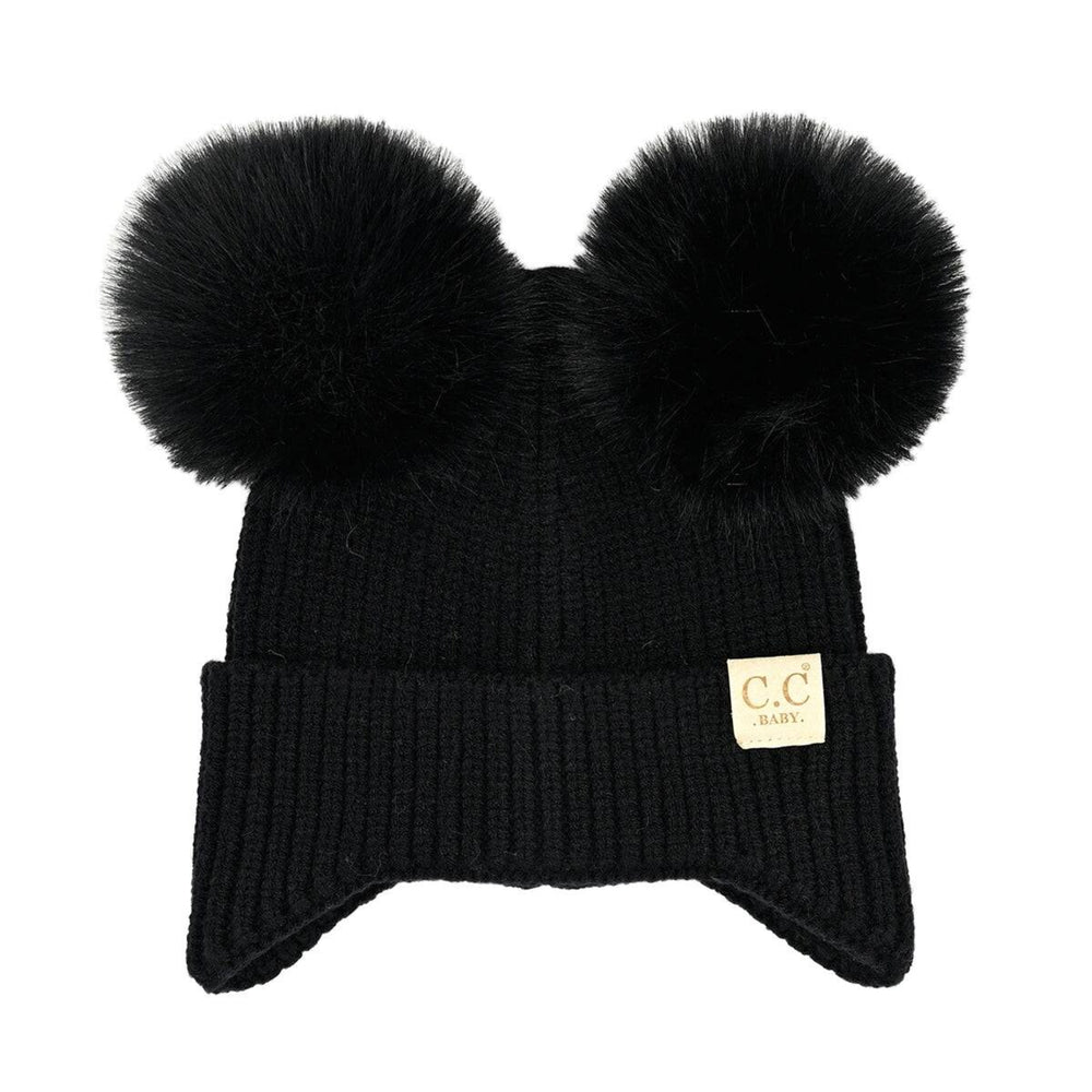 CC Toasty and Warm Ear Flap Double Pom Baby Beanie