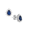 CZ Simulated Sapphire Teardrop Halo Stud Earrings - 925 Sterling Silver - Ag Sterling