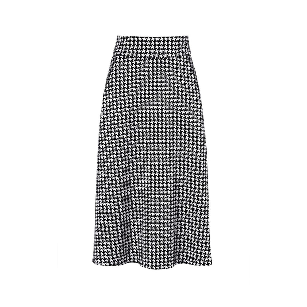 cabi Black and White Houndstooth Skirt