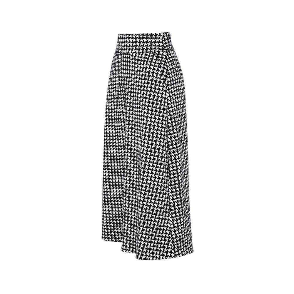 cabi Black and White Houndstooth Skirt