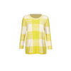 cabi Citron And White Checkerboard Pullover Sweater