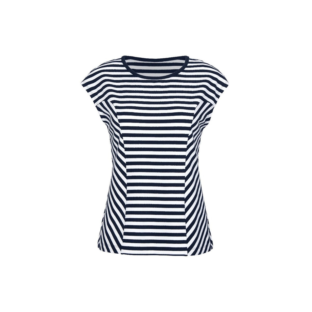 cabi Classic Navy and White Stripe Illusion Tee