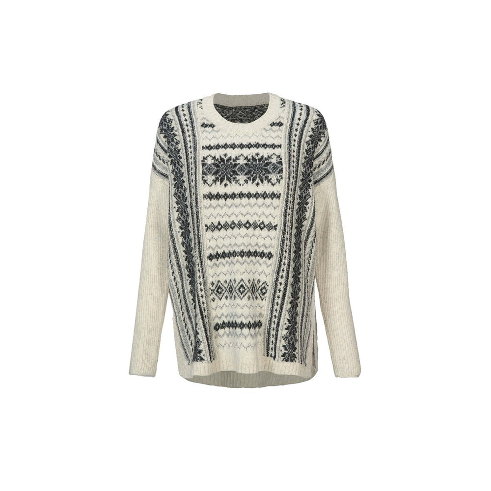 cabi Gray And Ivory Chalet Pullover Sweater