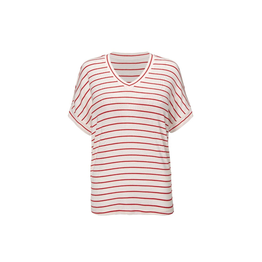 cabi Red and White Stripe Cookout Tee