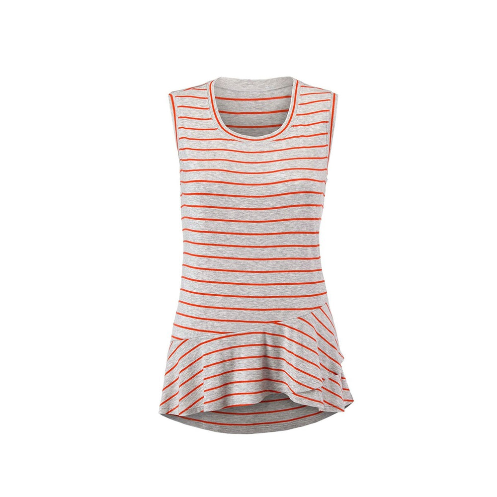 cabi Tangerine Stripe Ruffle Tank