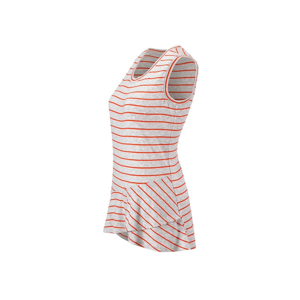 cabi Tangerine Stripe Ruffle Tank