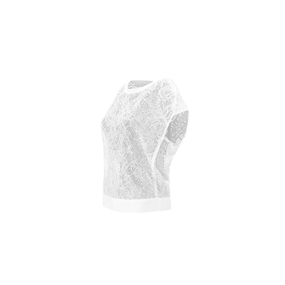 cabi White Lace Top