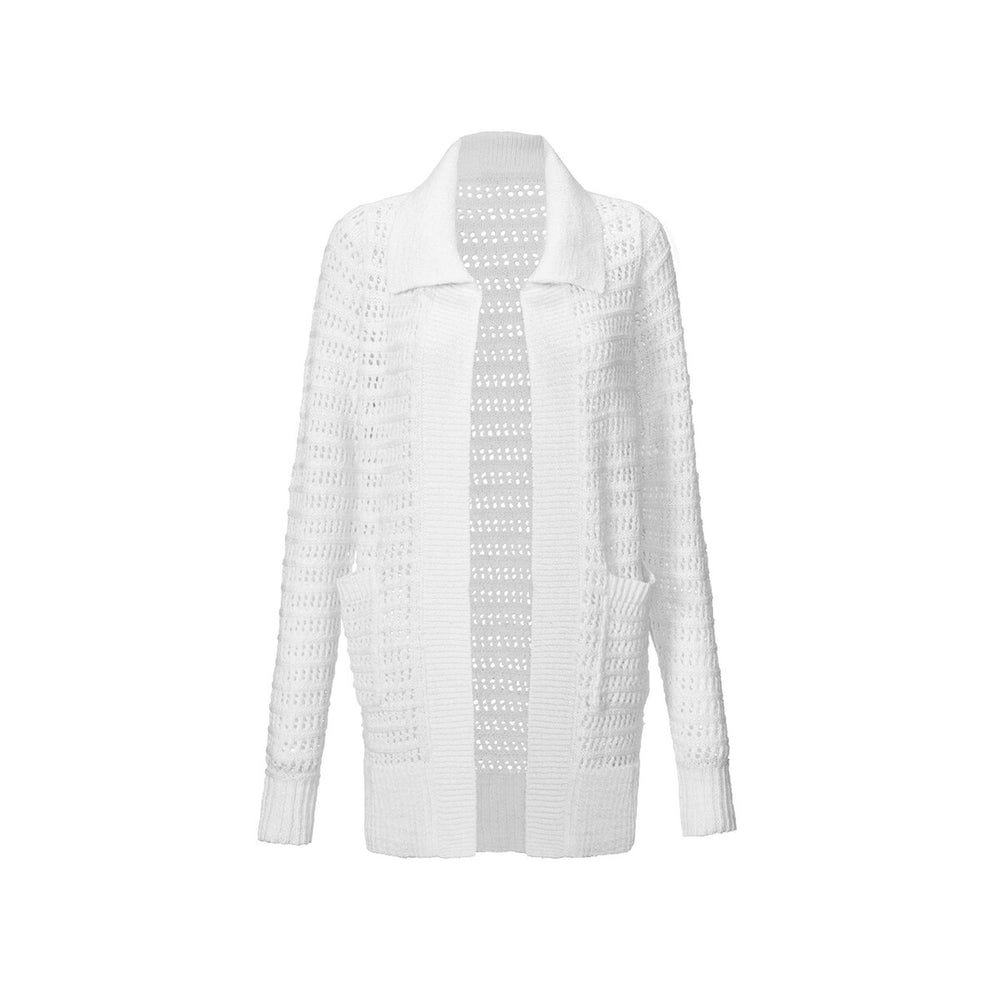 cabi White Open Stitch Cardigan