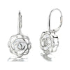 Caged Swarovski Crystal Rose Lever Back Earrings