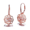 Caged Swarovski Crystal Rose Lever Back Earrings