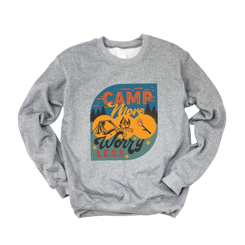 Camp More Worry Less Badge Graphic Sweatshirt