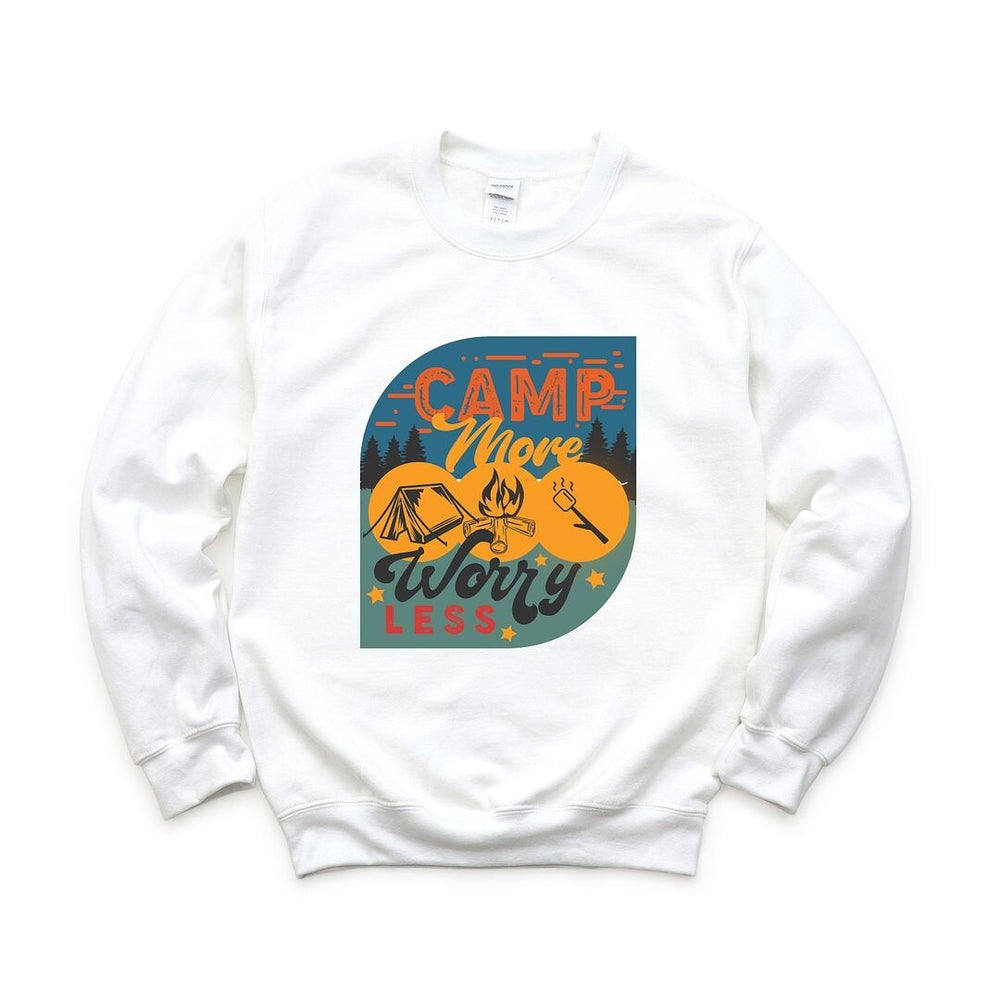 Camp More Worry Less Badge Graphic Sweatshirt