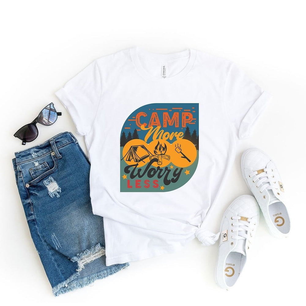 Camp More Worry Less Badge Short Sleeve Crewnneck Tee