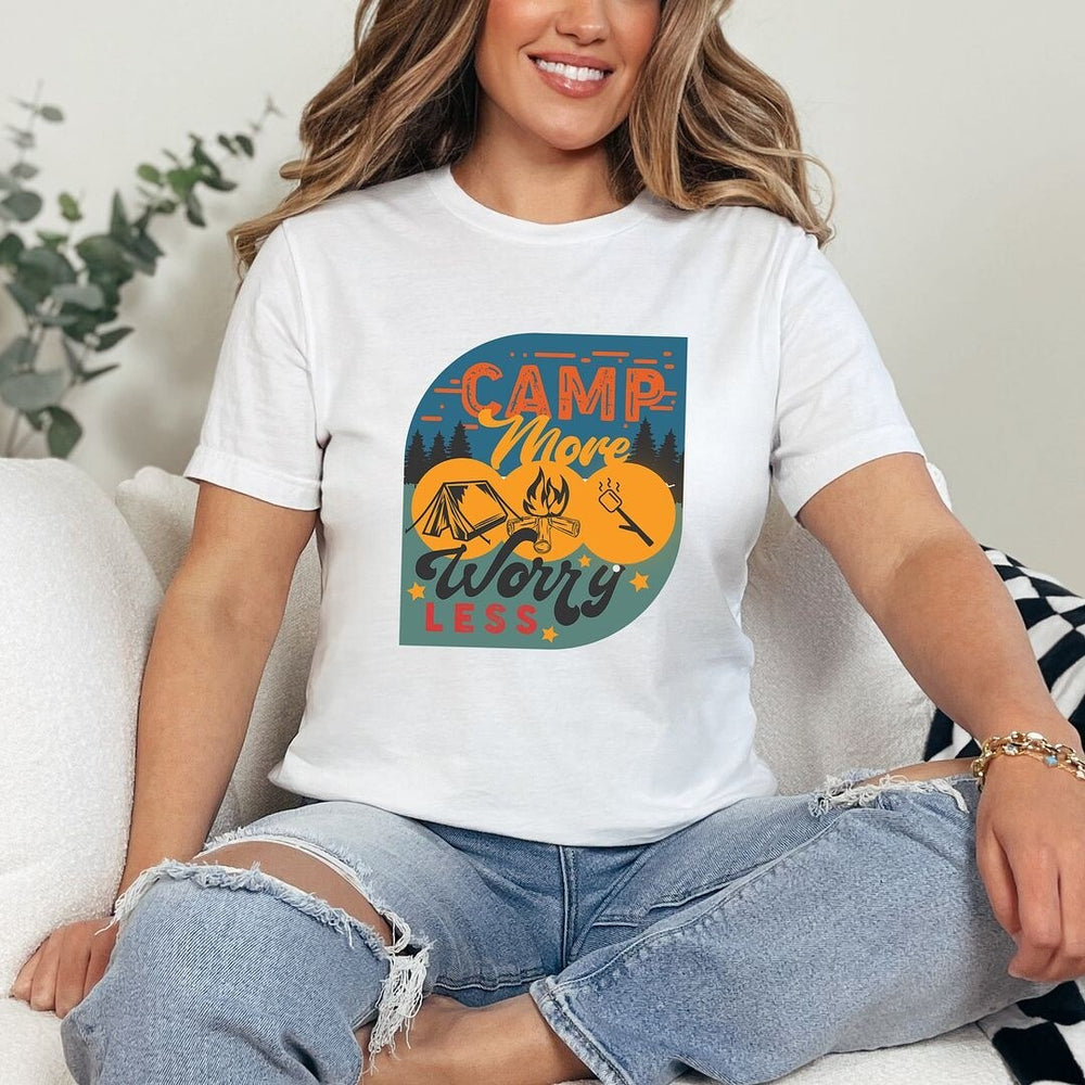 Camp More Worry Less Badge Short Sleeve Crewnneck Tee