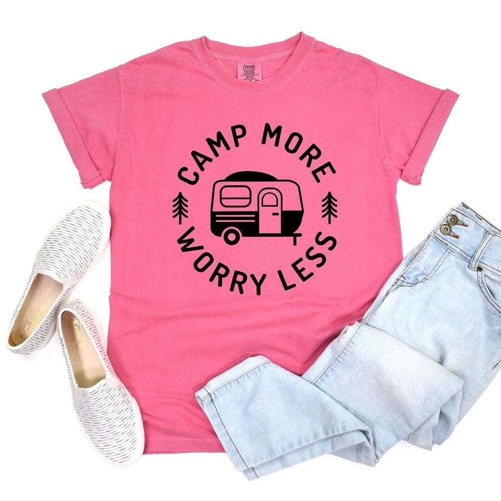 Camp More Worry Less Camper Garment Dyed Tee