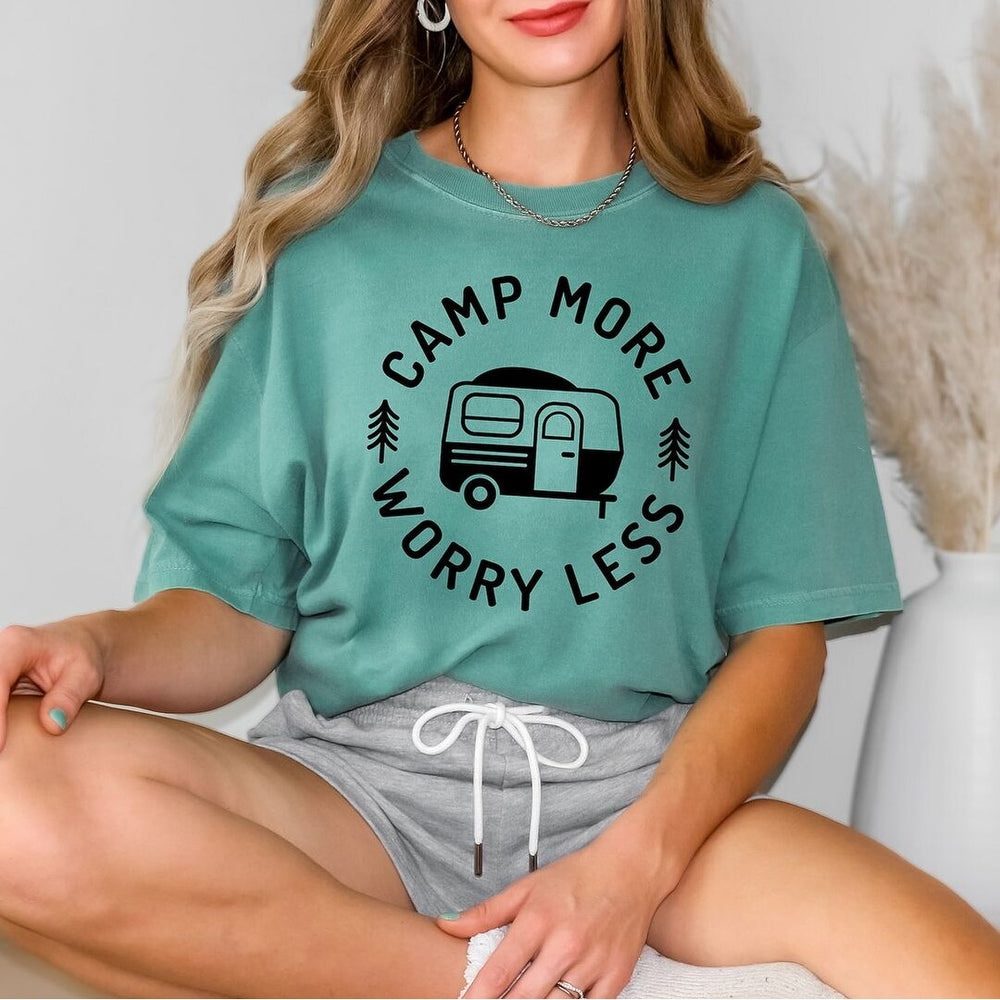 Camp More Worry Less Camper Garment Dyed Tee