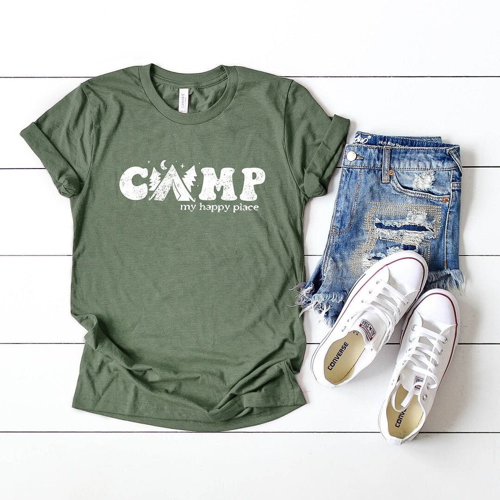 Camp My Happy Place Short Sleeve Crewnneck Tee