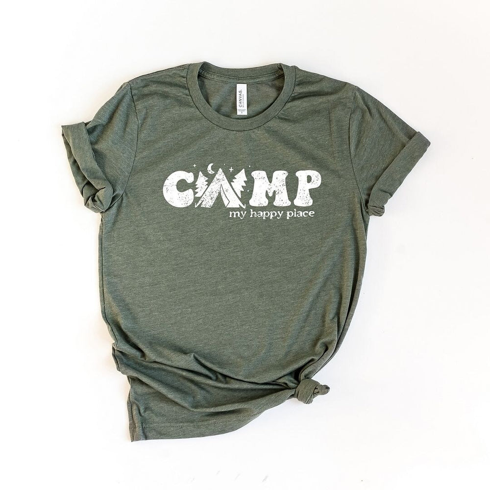 Camp My Happy Place Short Sleeve Crewnneck Tee