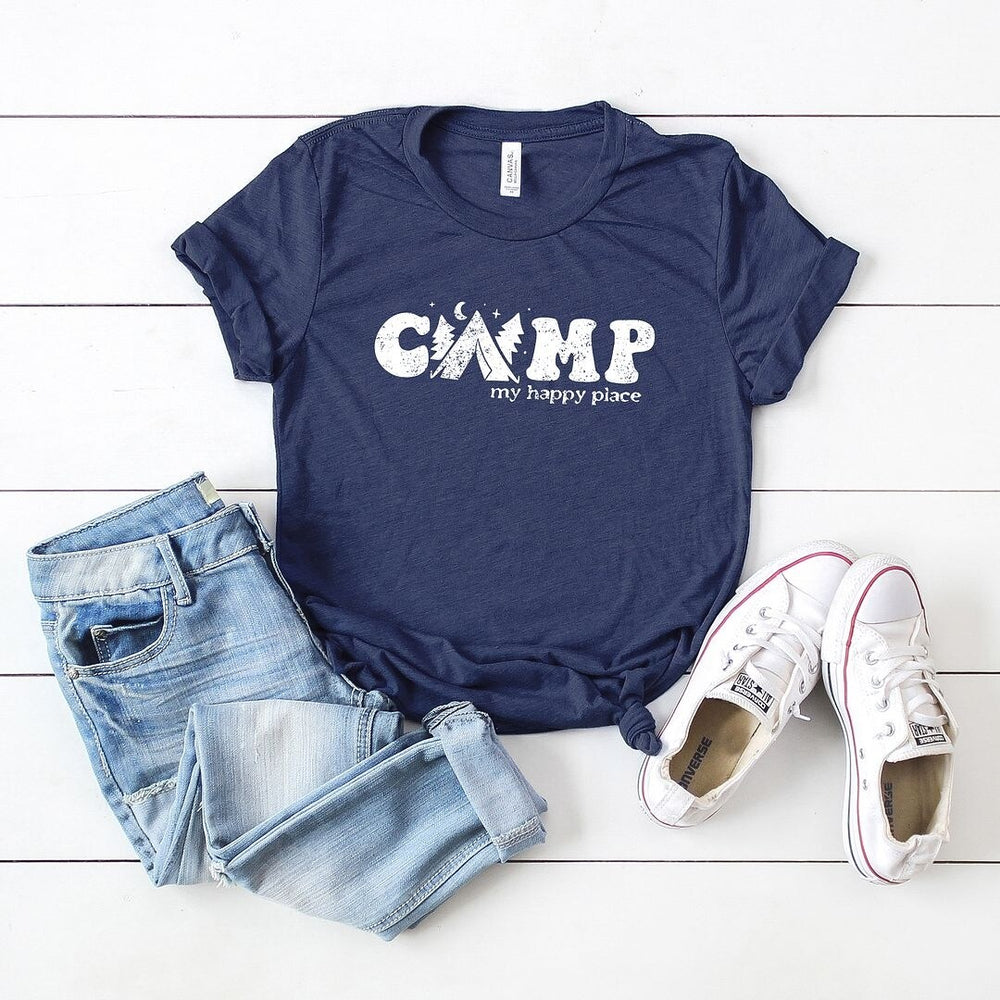 Camp My Happy Place Short Sleeve Crewnneck Tee