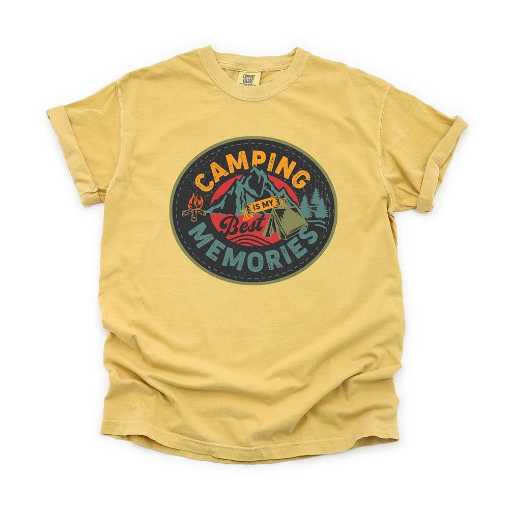 Camping Is My Best Memories Badge Garment Dyed Tee