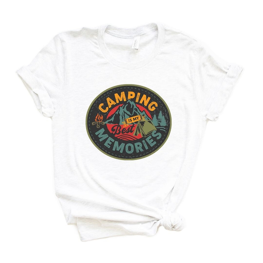 Camping is My Best Memories Badge Short Sleeve Crewnneck Tee