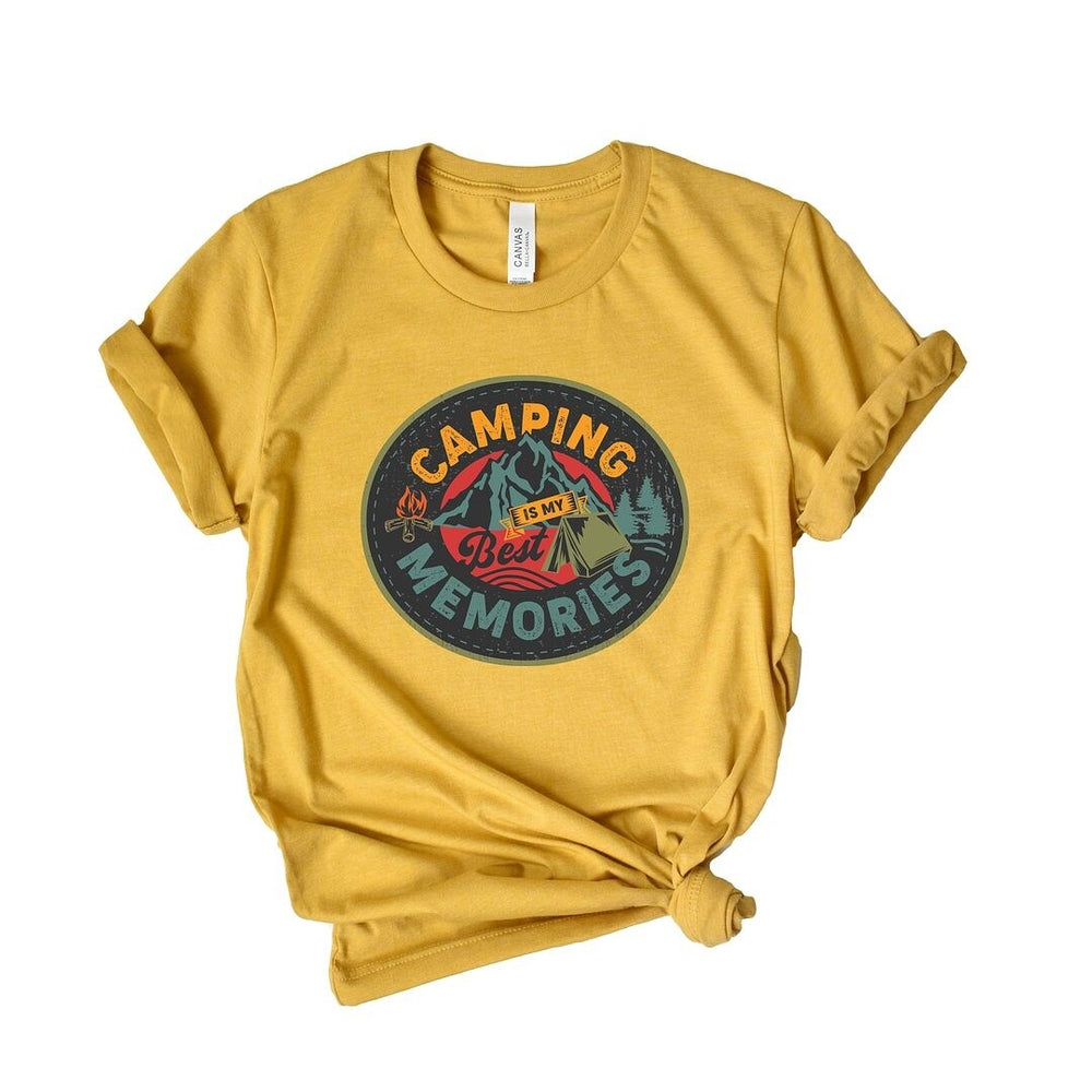 Camping is My Best Memories Badge Short Sleeve Crewnneck Tee