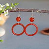 Carnelian Hoop Drop Down Earrings