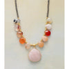 Carnelian & Rose Quartz Framed Teardrop Pendant Necklace - White