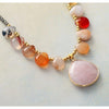 Carnelian & Rose Quartz Framed Teardrop Pendant Necklace - White