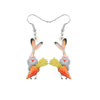 Cartoon Bunny With Carrot Cute Drop Earrings