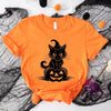 Cat Perched On A Pumpkin Short Sleeve Crewnneck Tee