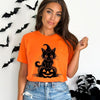 Cat Perched On A Pumpkin Short Sleeve Crewnneck Tee