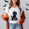 Cat Perched On A Pumpkin Short Sleeve Crewnneck Tee