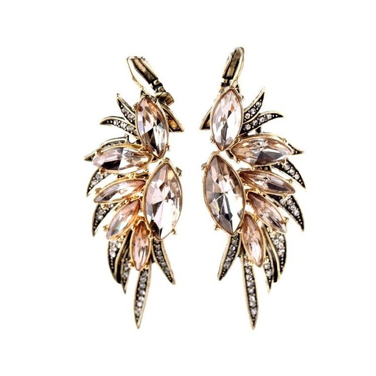 Champagne Crystal Marquis Statement Earrings