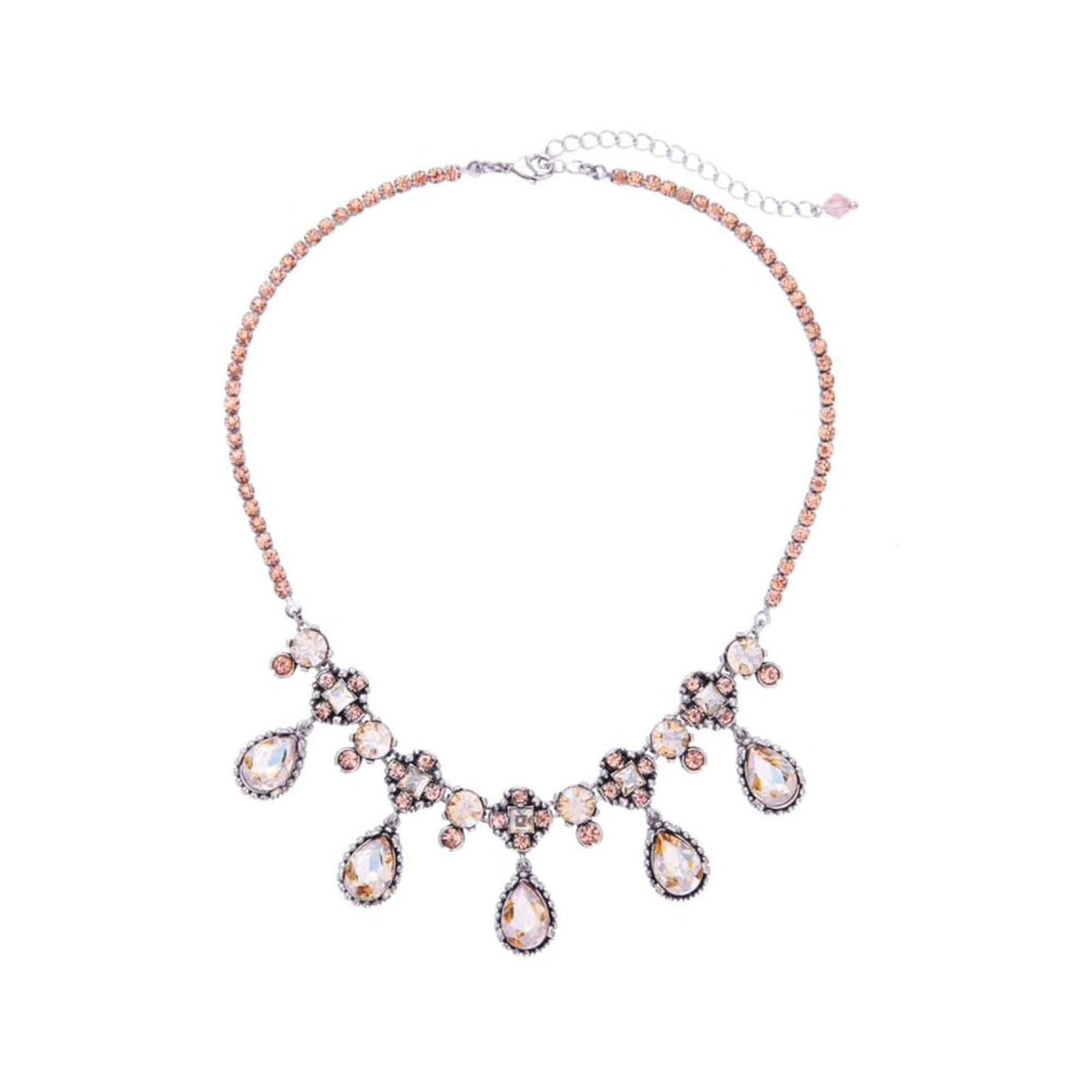 Champagne Crystal Teardrop Necklace - White